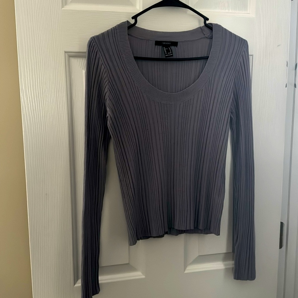 Forever 21 Purple Gray Ribbed Knit Shirt - Size M
